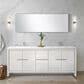 Lexora Home Lafarre 80" Double Bathroom Vanity in Rustic Acacia with 2 cm White Cultured Marble Top, Rectangular Sinks and 70" Mirror, , large