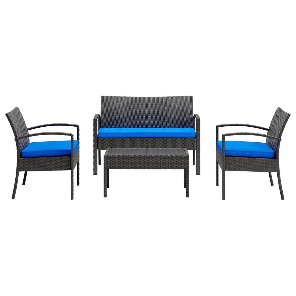 Signature Design by Ashley Alina 4-Piece Deep Seating with Blue Cushion in Gray, , large