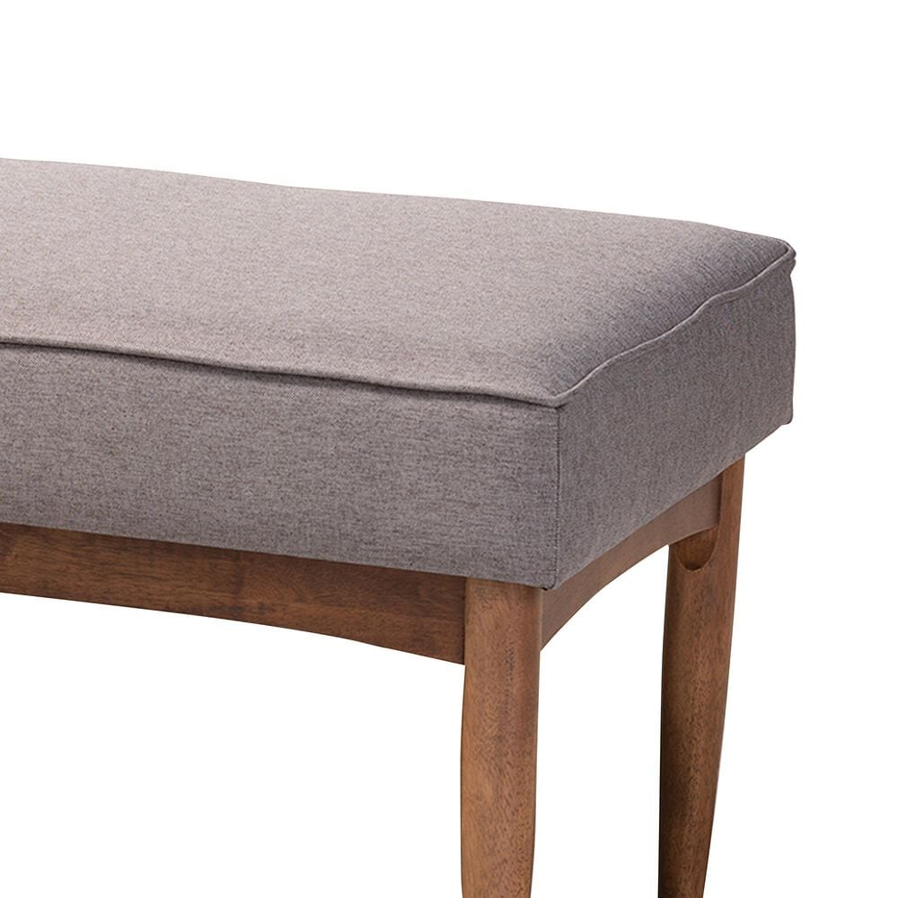 Baxton Studio Arvid Dining Bench with Gray Cushion in Walnut Brown, , large