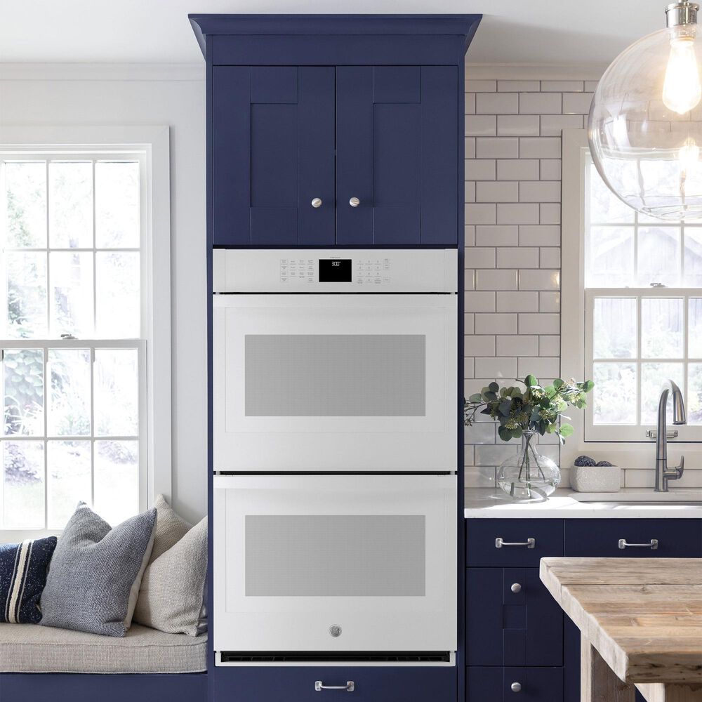 GE Appliances 30&quot; Smart Built-In Self-Clean Double Wall Oven with Never-Scrub Racks in White, , large
