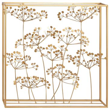 Maple and Jade 28" x 28" Flowers Wall Decor in Gold, , large