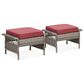 Hearth and Haven Patio Wicker Ottoman with Widened Armrest in Red (Set of 2), , large