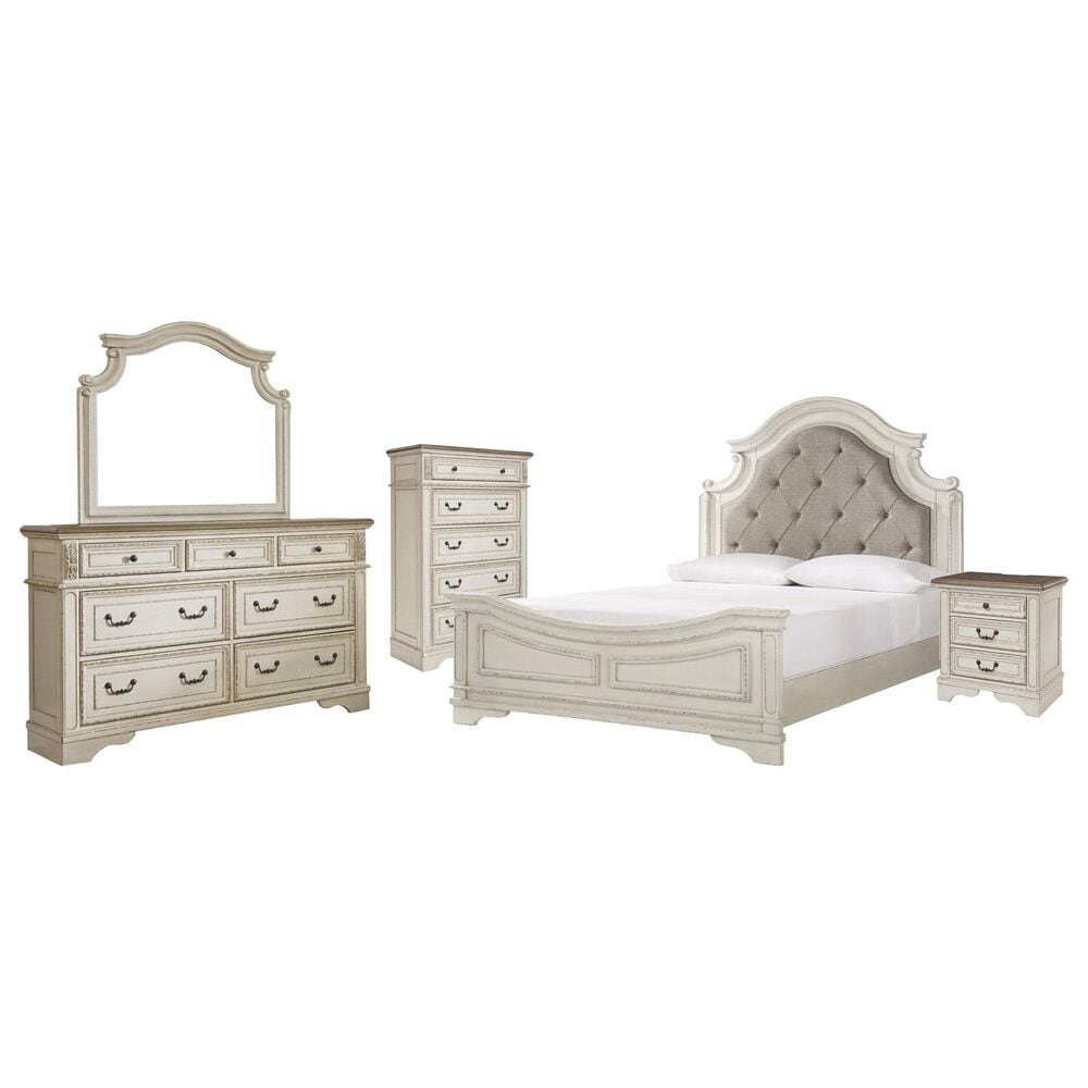 Ashley Realyn 5-Piece Queen Bedroom Set in Chipped White and Distressed, , large