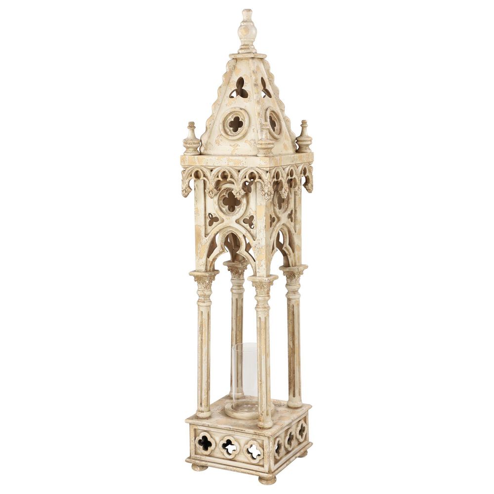 Maple and Jade 55&quot; Vintage Lantern in Distressed White, , large