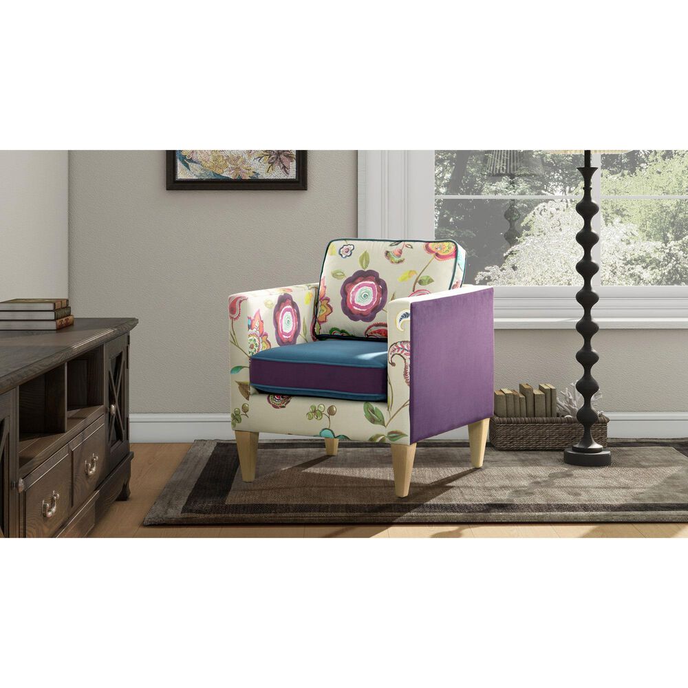 Jennifer Taylor Home Mamba Accent Chair in Satin Teal, Purple and Multicolor, , large