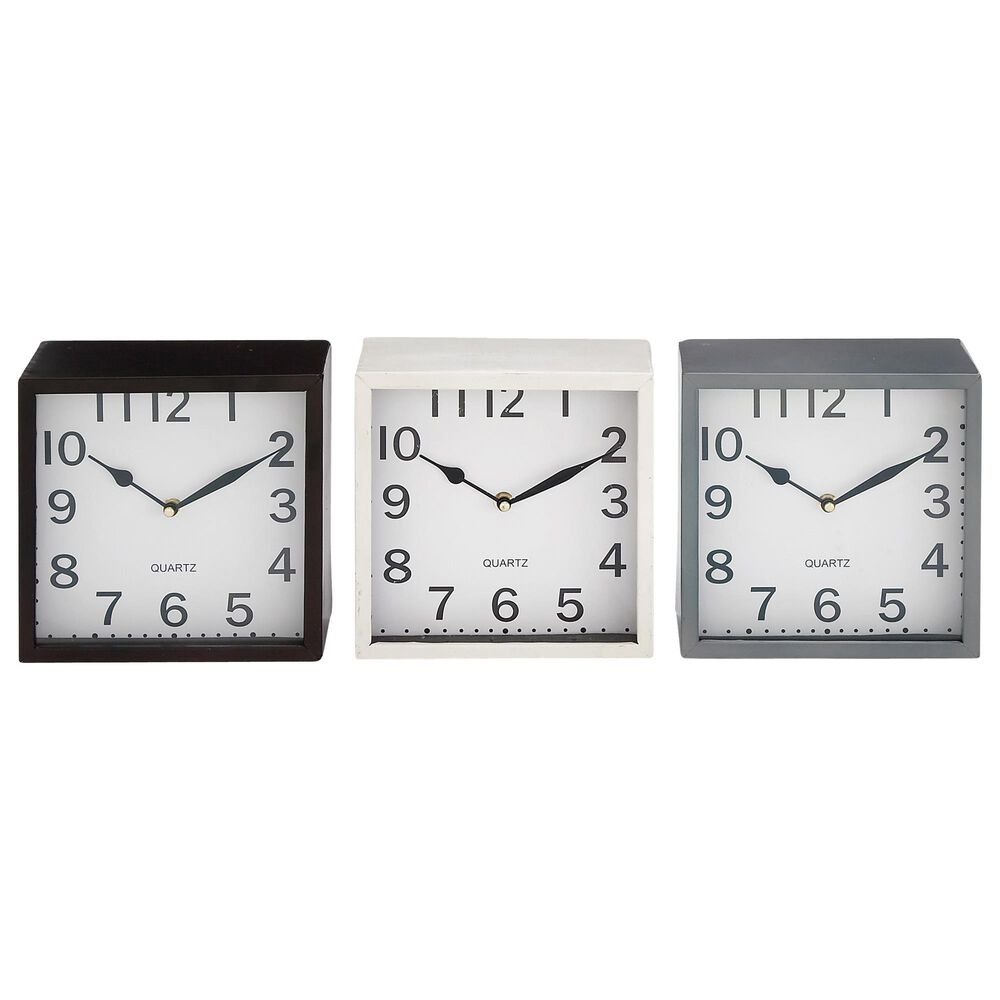 Maple and Jade Square Traditional Table Clock in Multicolor &#40;Set of 3&#41;, , large