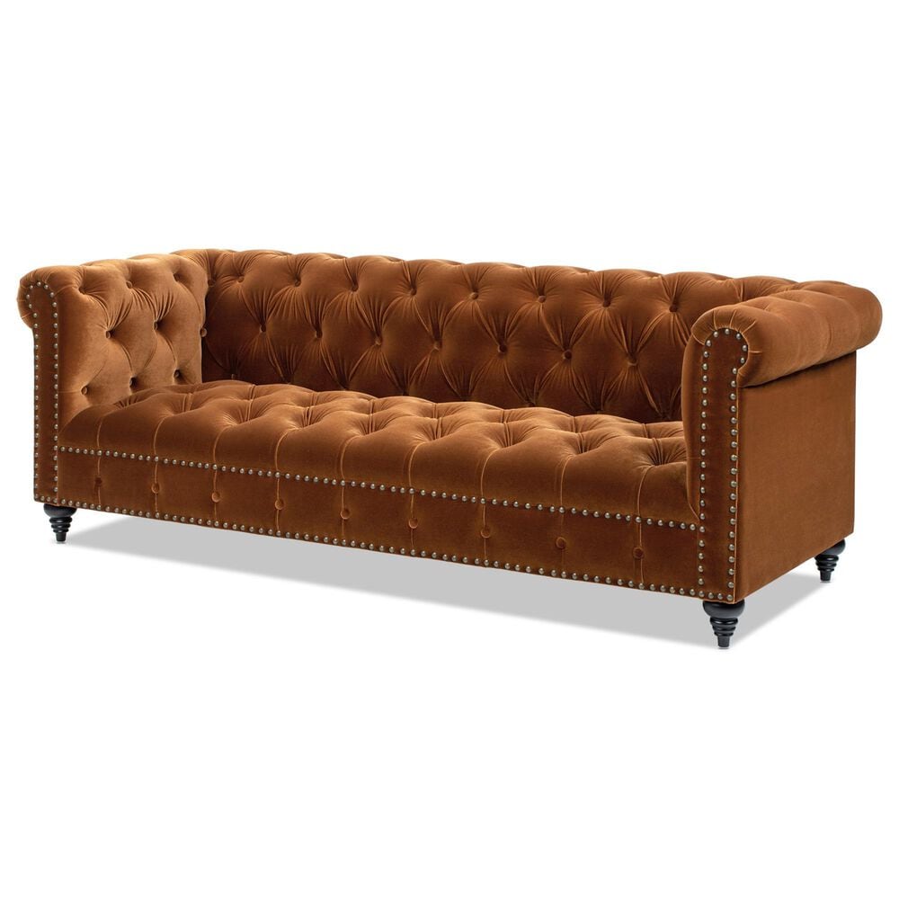Jennifer Taylor Home Alto Stationary Sofa in Burnt Orange Velvet, , large