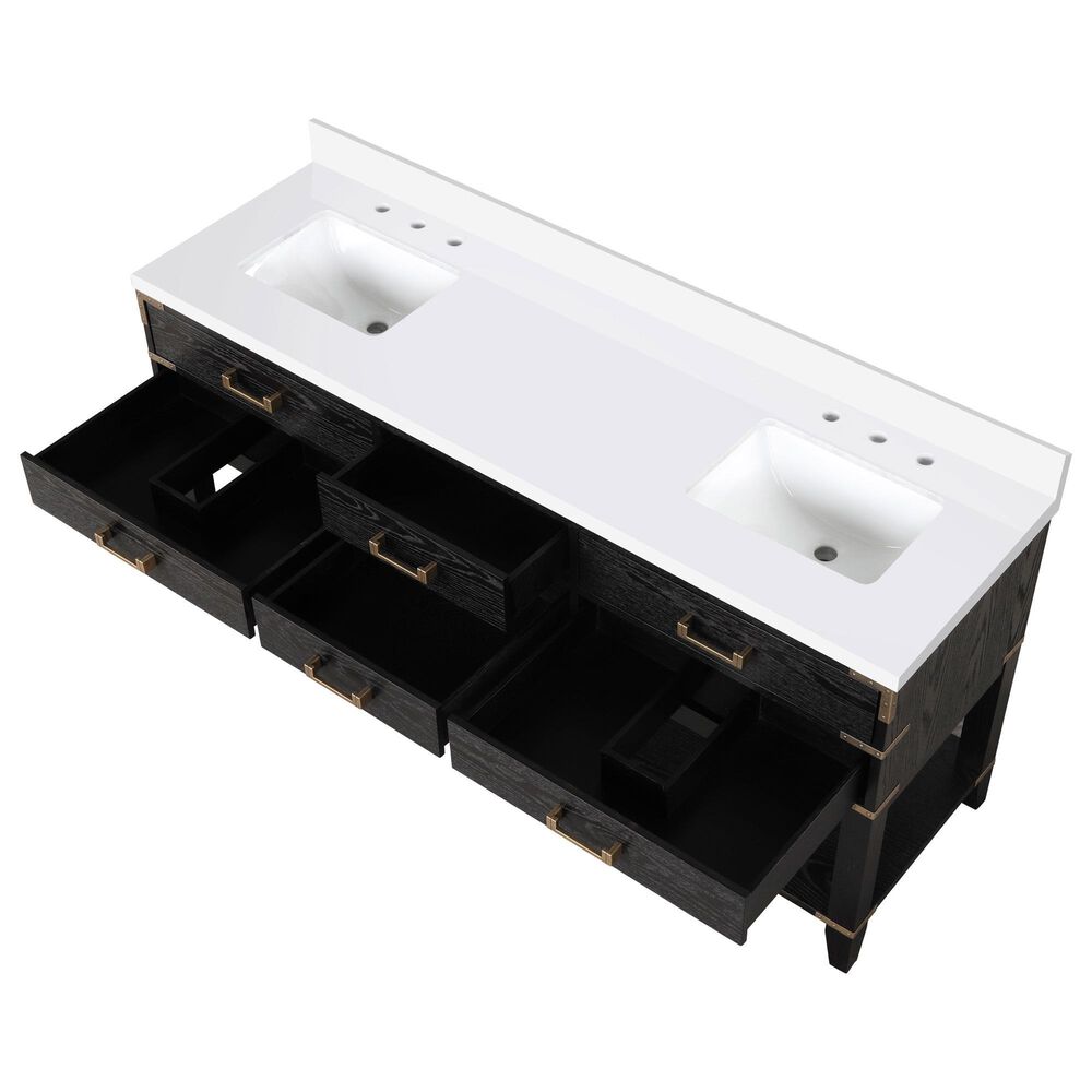 Lexora Home Norwalk 72&quot; Double Bathroom Vanity in Black Oak with White Cultured Marble Top  and Rectangle Sink, , large