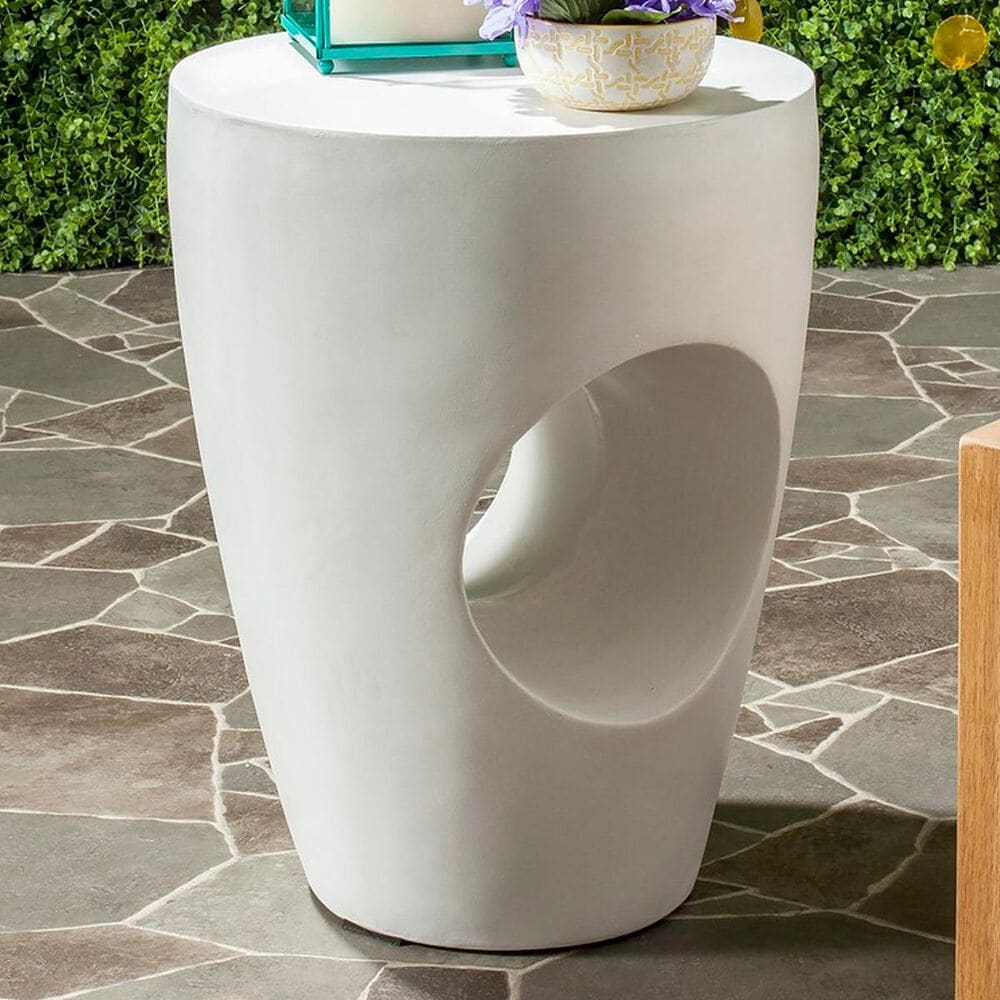 Safavieh Aishi Concrete Accent Table in Ivory, , large