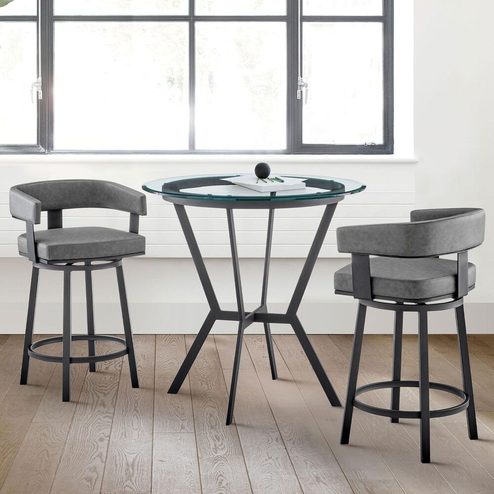 Blue River Naomi and Lorin 3-Piece Counter Height Dining Set in Matte Black, , large