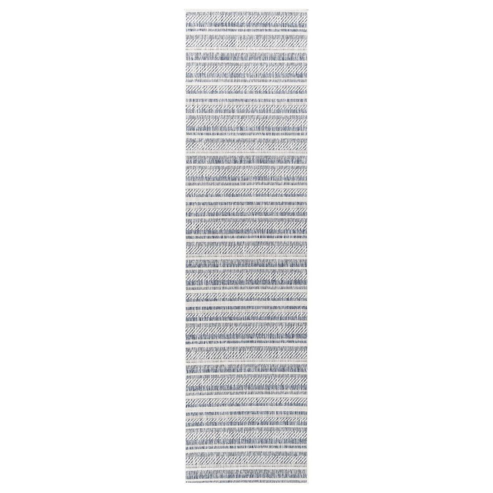 Surya Eagean EAG-2407 Navy, Blue, Pale Blue, Oatmeal, Gray, Off-White and Taupe 2&#39;7&quot; x 12&#39; Indoor/Outdoor Runner, , large