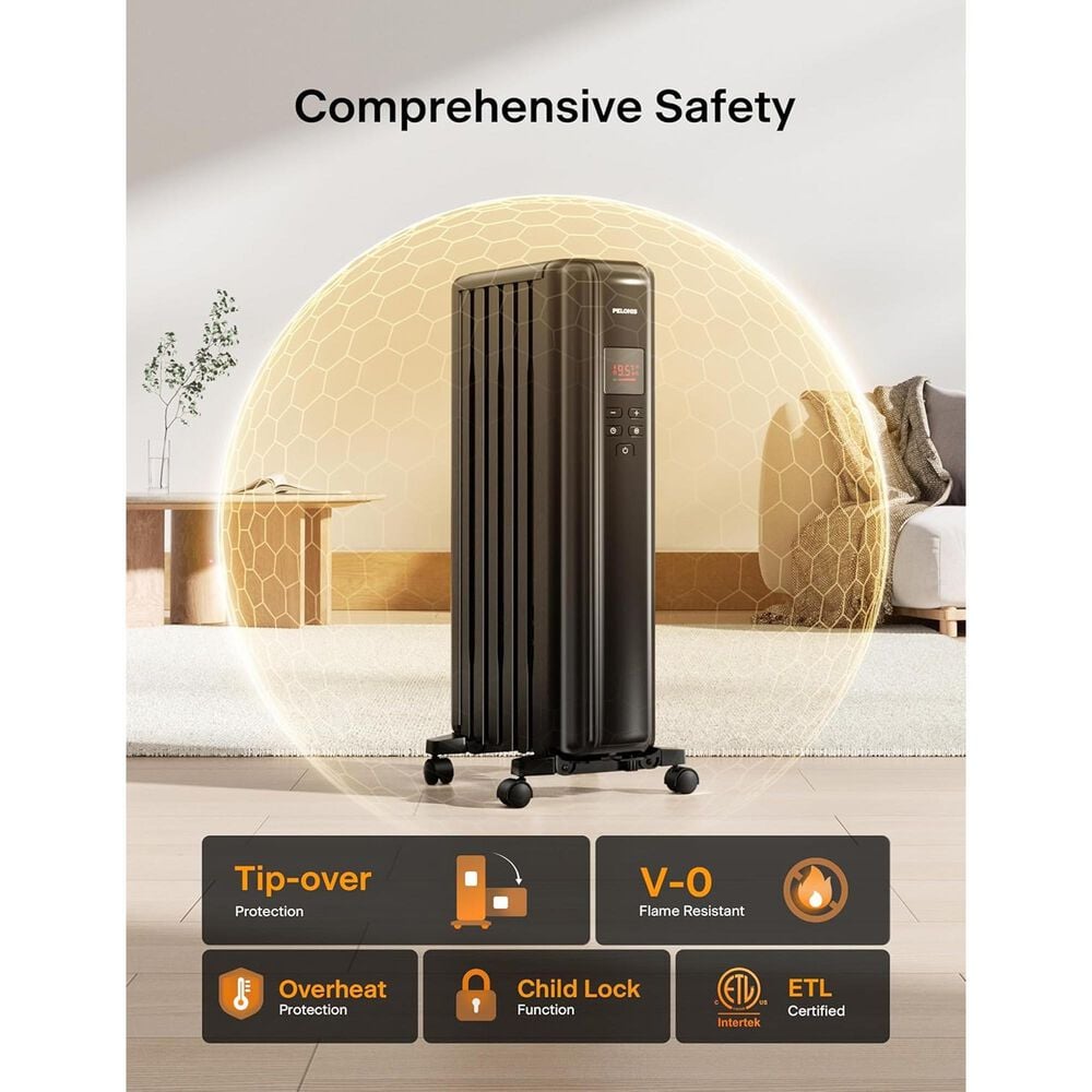 Pelonis Oil-Filled Radiant Tower Indoor Electric Heater with Thermostat and Remote, , large