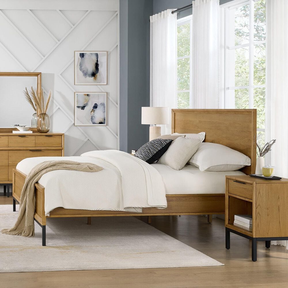 Hawthorne Furniture Newport King Panel Bed in Natural Oak and Matte Black, , large