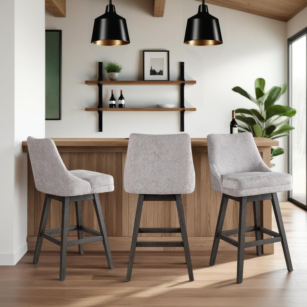 Armen Living Branson 30" Swivel Bar Stool in Gray, , large