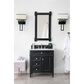James Martin Vanities Brittany 30" Single Bathroom Vanity in Black Onyx with 3 cm Carrara White Marble Top and Rectangle Sink, , large