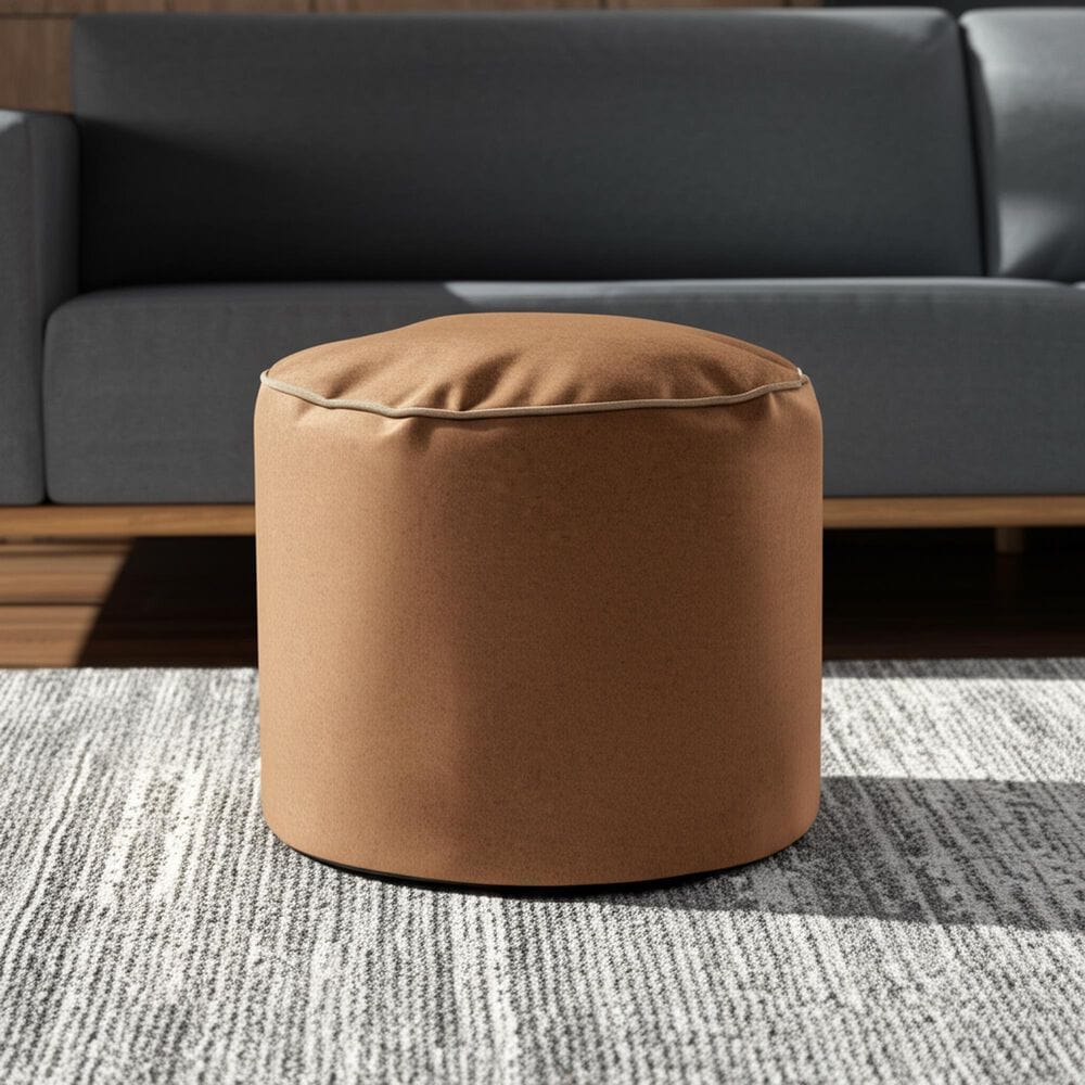 Howard Elliott Qiviut Tall Pouf in Cognac, , large