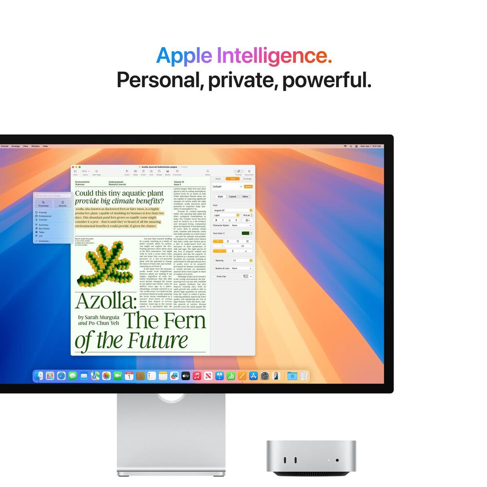 Apple Mac mini Desktop - Apple M4 chip - 10-core CPU - 16GB RAM - 10-core GPU - 512GB SSD in Silver with 3-Year AppleCare+, , large