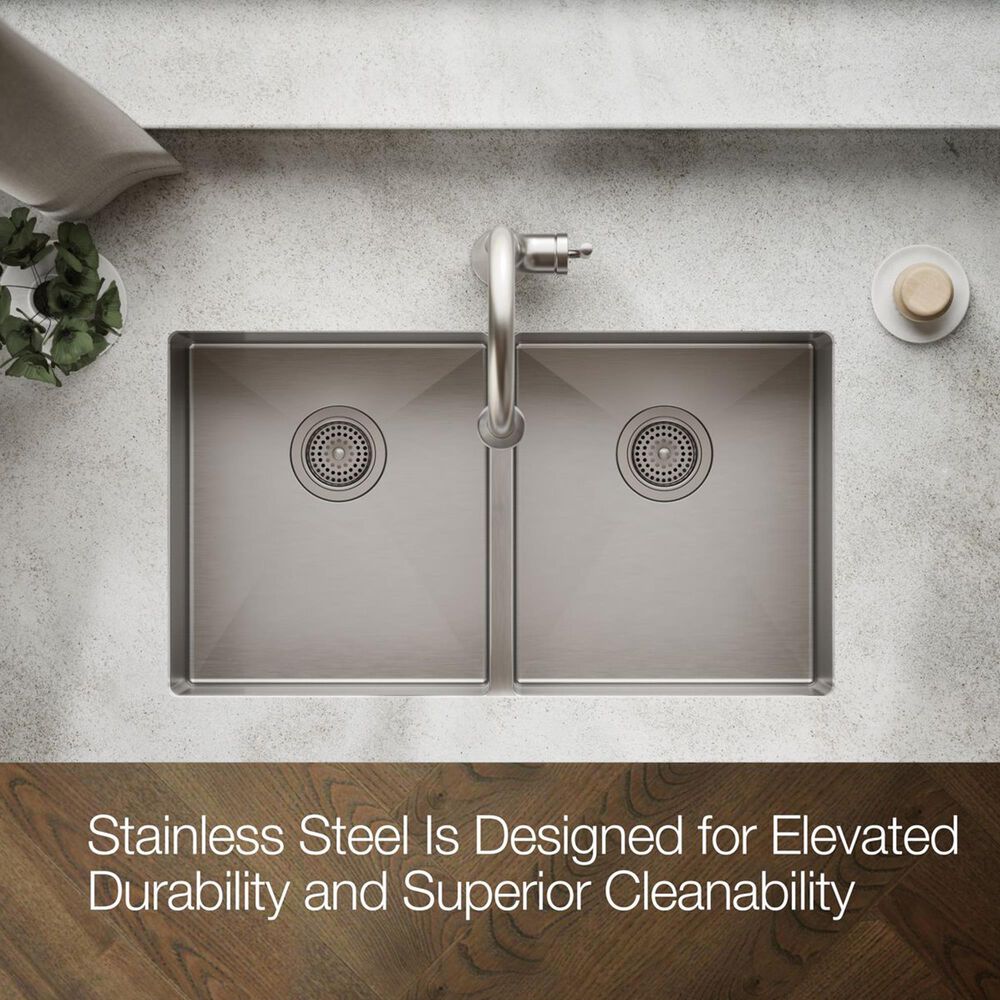 Kohler Strive 32" Undermount Double-Bowl Kitchen Sink in Stainless Steel, , large