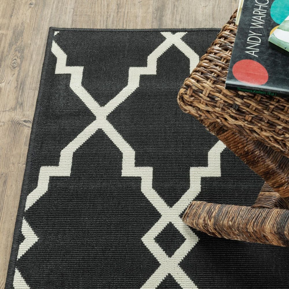 Oriental Weavers Marina 7763K 2&#39;3&quot; x 7&#39;6&quot; Black and Ivory Runner, , large