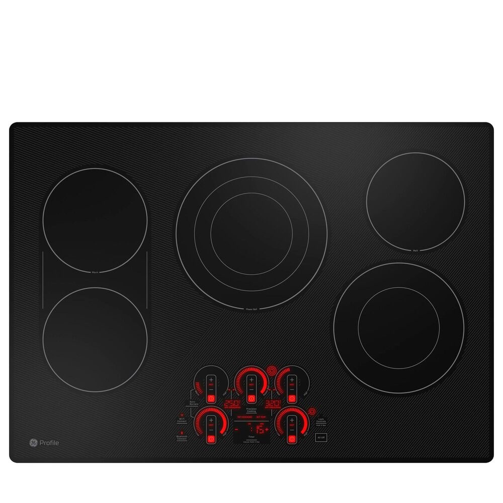 GE Profile 2-Piece Kitchen Package with Stainless Steel 30" Built-In Microwave Combination Wall Oven and Black 30" Electric Cooktop, , large