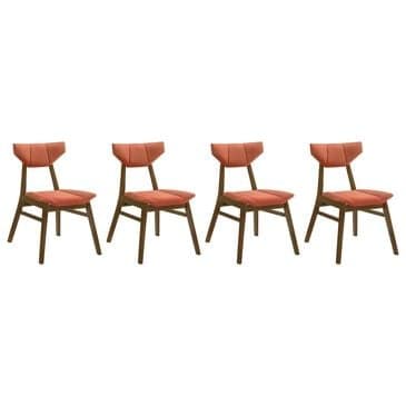 Armen Living Amaris Side Chair with Poppy Upholstery in Warm Walnut (Set of 4), , large