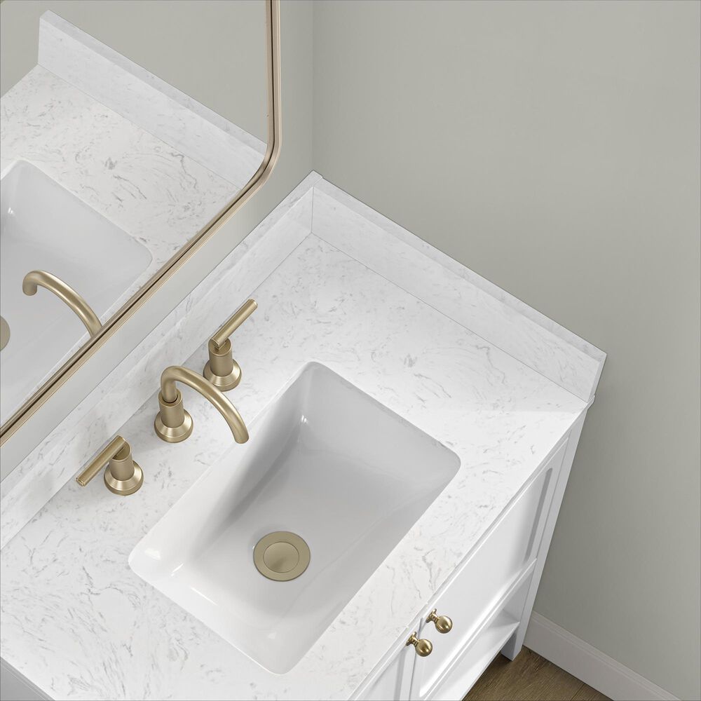 37B Ravello 30" Single Bathroom Vanity Cabinet in Bright White with Marble Top and Backsplash, , large