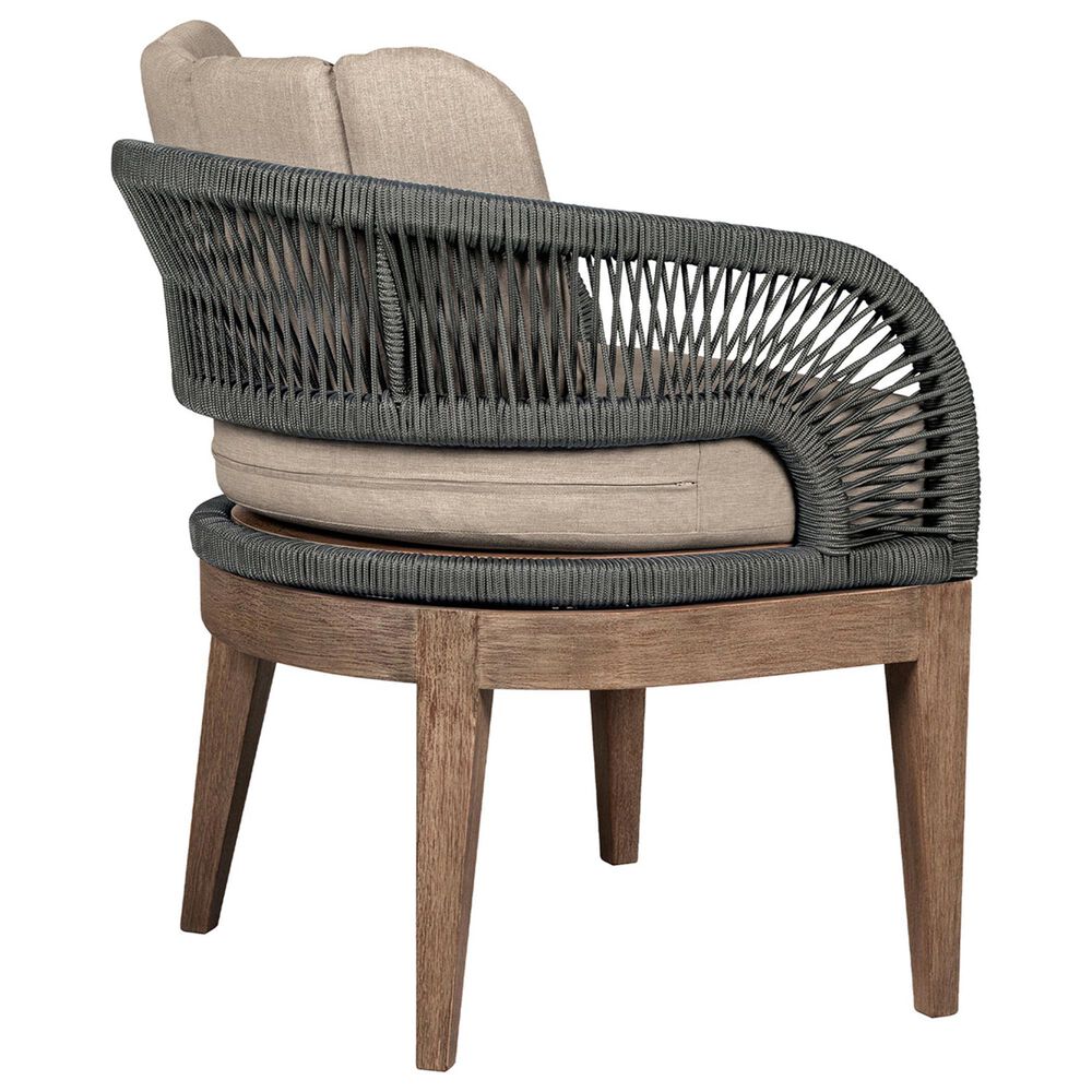 Blue River Orbit Outdoor Dining Chair with Taupe Cushion in Weathered Eucalyptus, , large