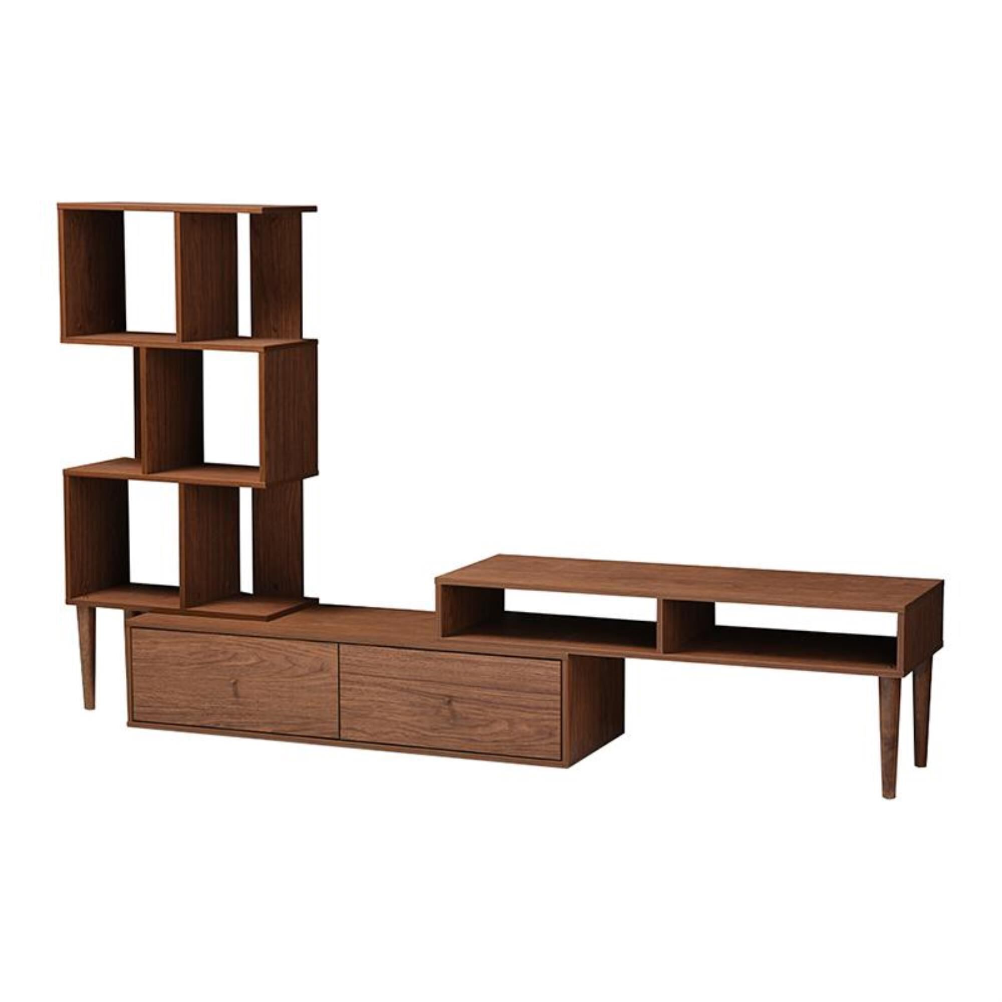 Baxton Studio Haversham TV Stand and Display Unit in Walnut Brown