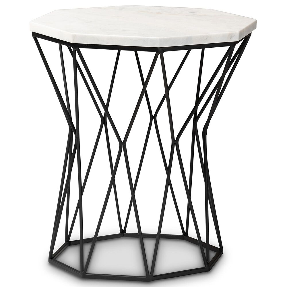 Baxton Studio Venedict End Table in White and Black, , large