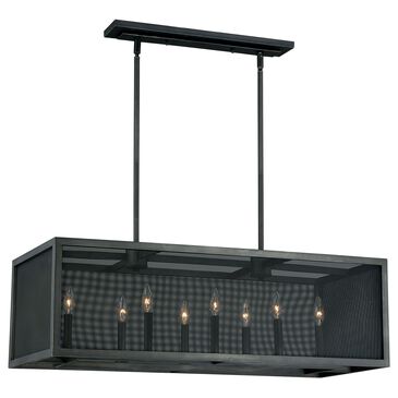 Vaxcel Wicker Park 8-Light Linear Chandelier in Warm Pewter, , large