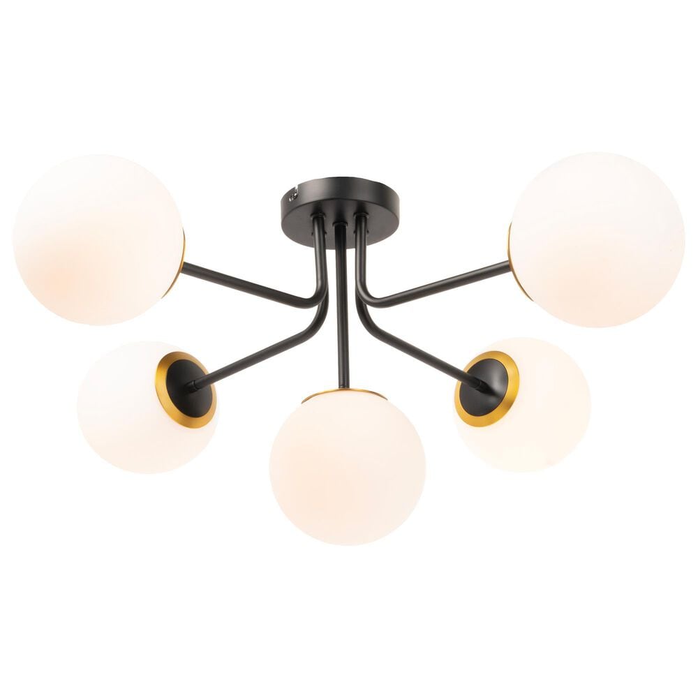 Creative Coop Austin 5-Light Sputnik Flush Mount in Black and Gold, , large