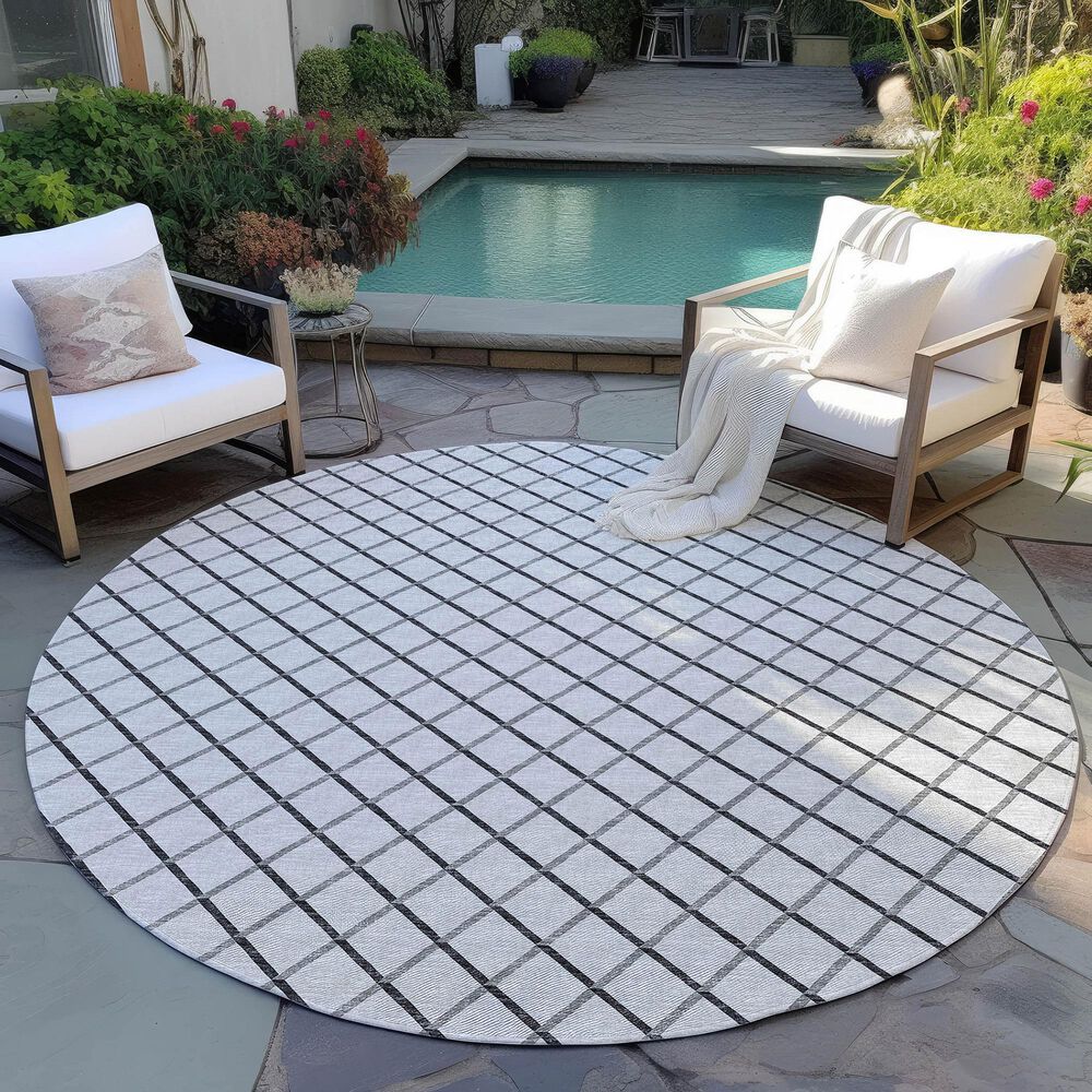 Dalyn Rug Company York 4&#39; Round Gray Indoor/Outdoor Area Rug, , large