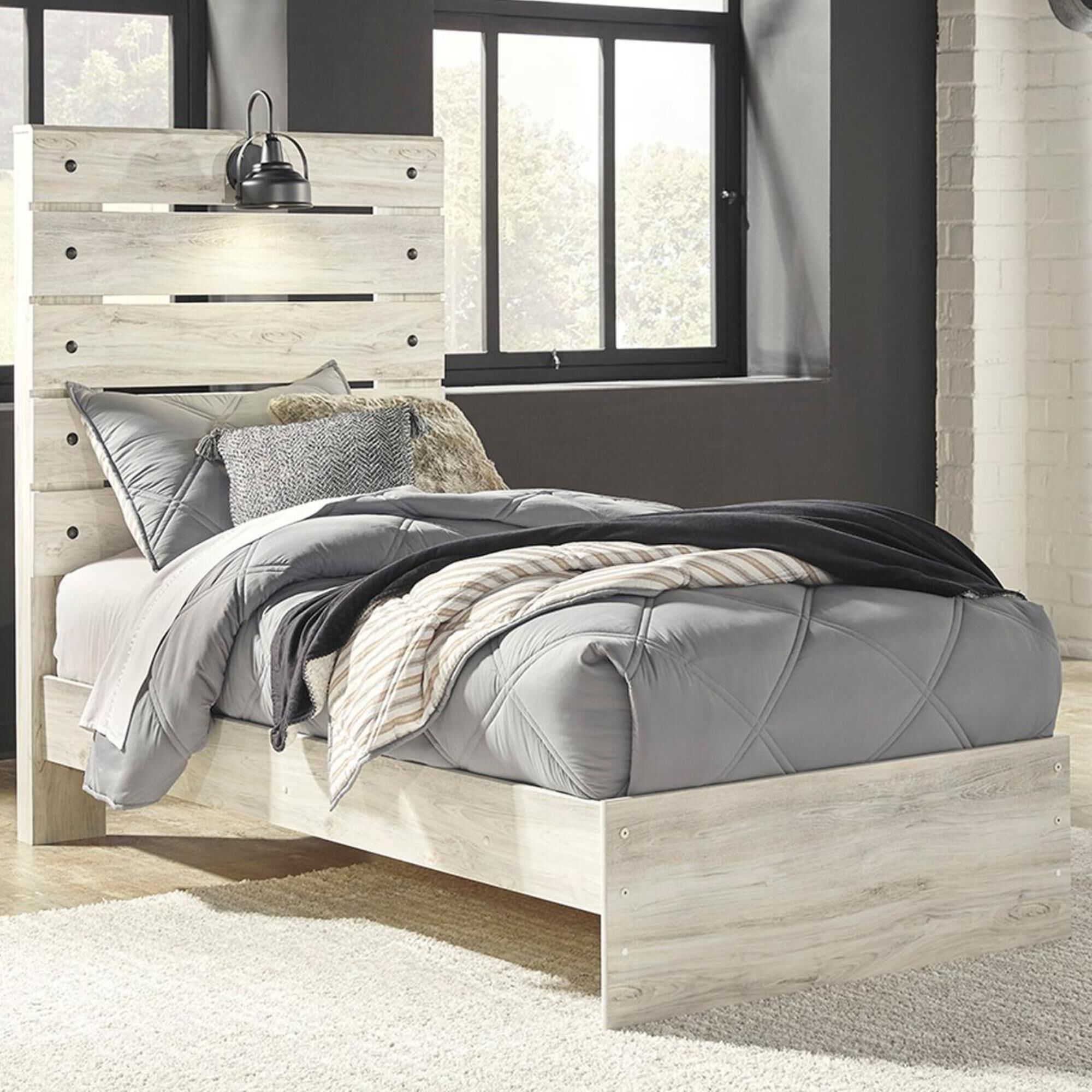 Signature Design by Ashley Cambeck Twin Panel Bed in Whitewash