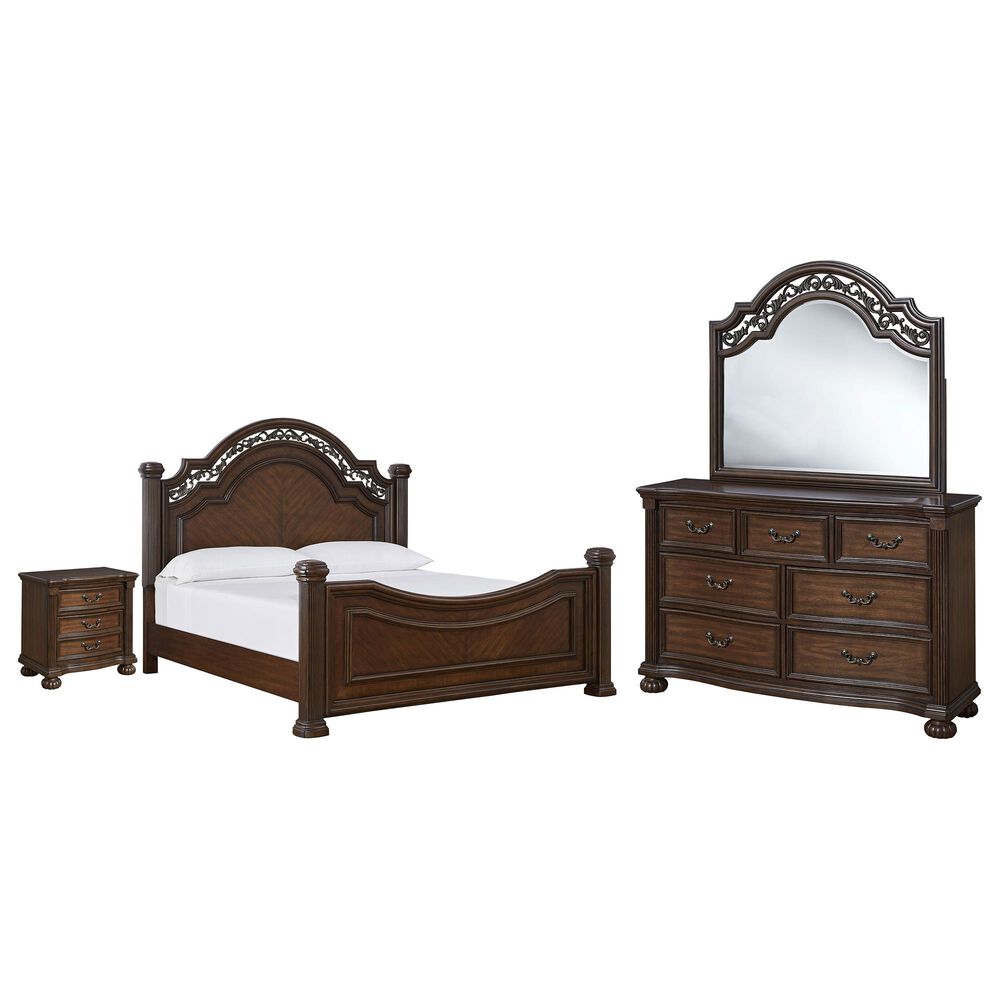Ashley Lavinton 4-Piece King Bedroom Set in Rich Cherry Brown, , large