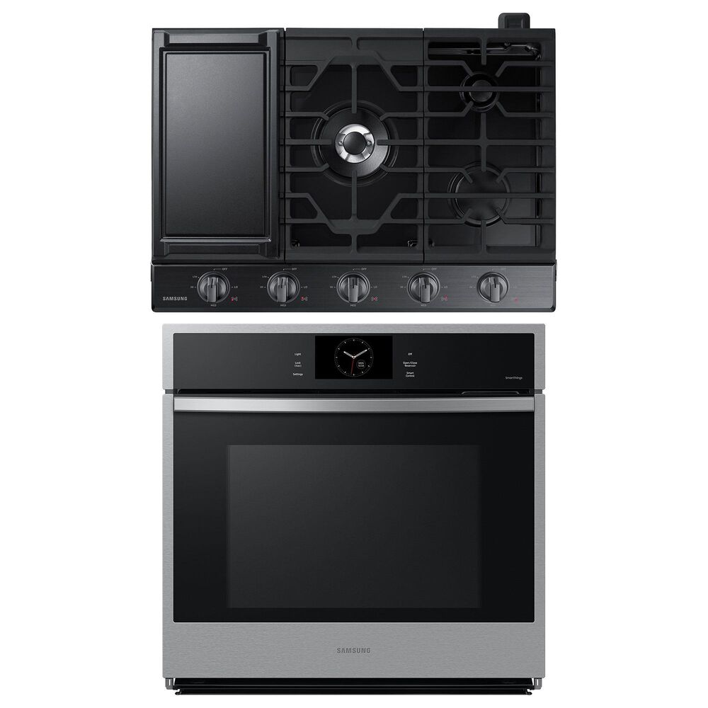Samsung 2-Piece Kitchen Package with Stainless Steel 30" Single Wall Oven and Black Stainless Steel 30" Gas Cooktop, , large