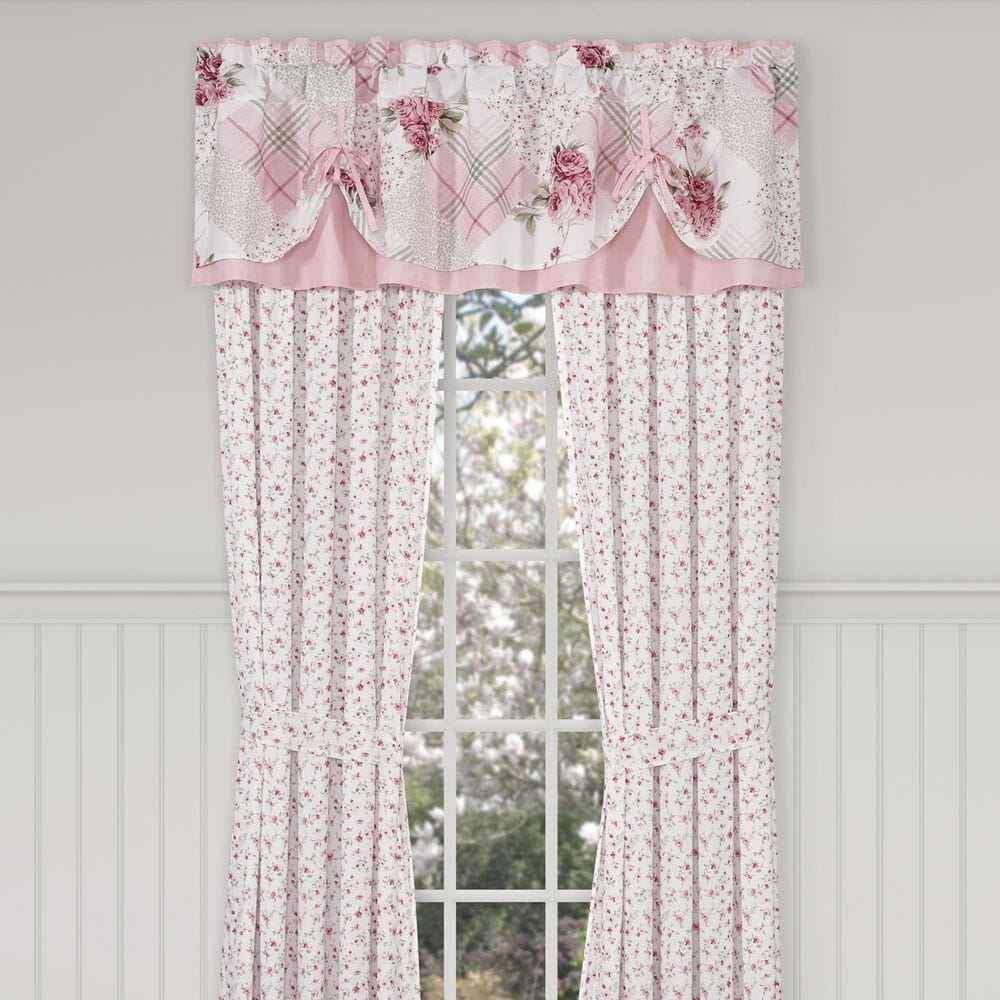 J. Queen New York Bungalow 72&quot; x 18&quot; Tie Up Window Valance in Rose, Pink and White, , large