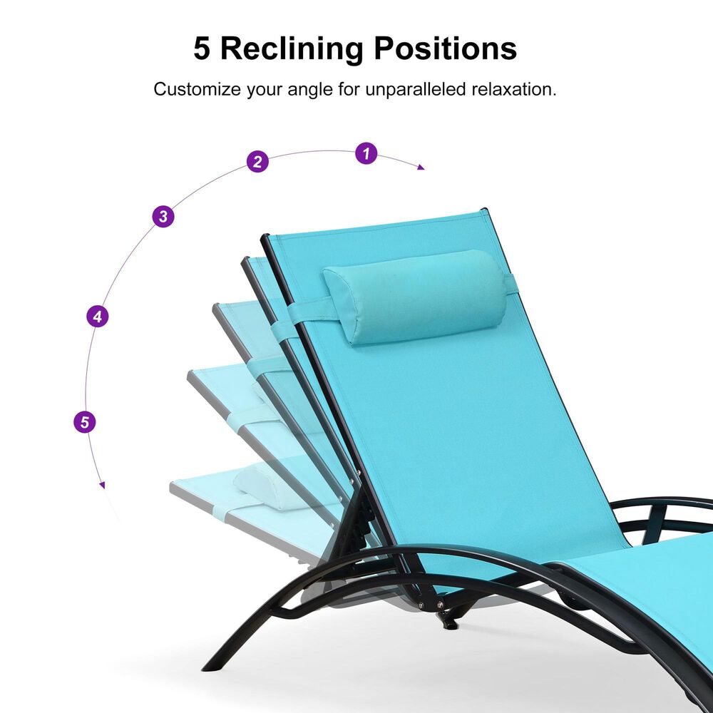 HOMLUX 3-Piece Oversized Patio Chaise Lounge Set in Turquoise Blue, , large