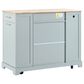 HOMLUX 47" Fluted Kitchen Island with Trash Can Storage Cabinet in Grey, Blue and Natural, , large
