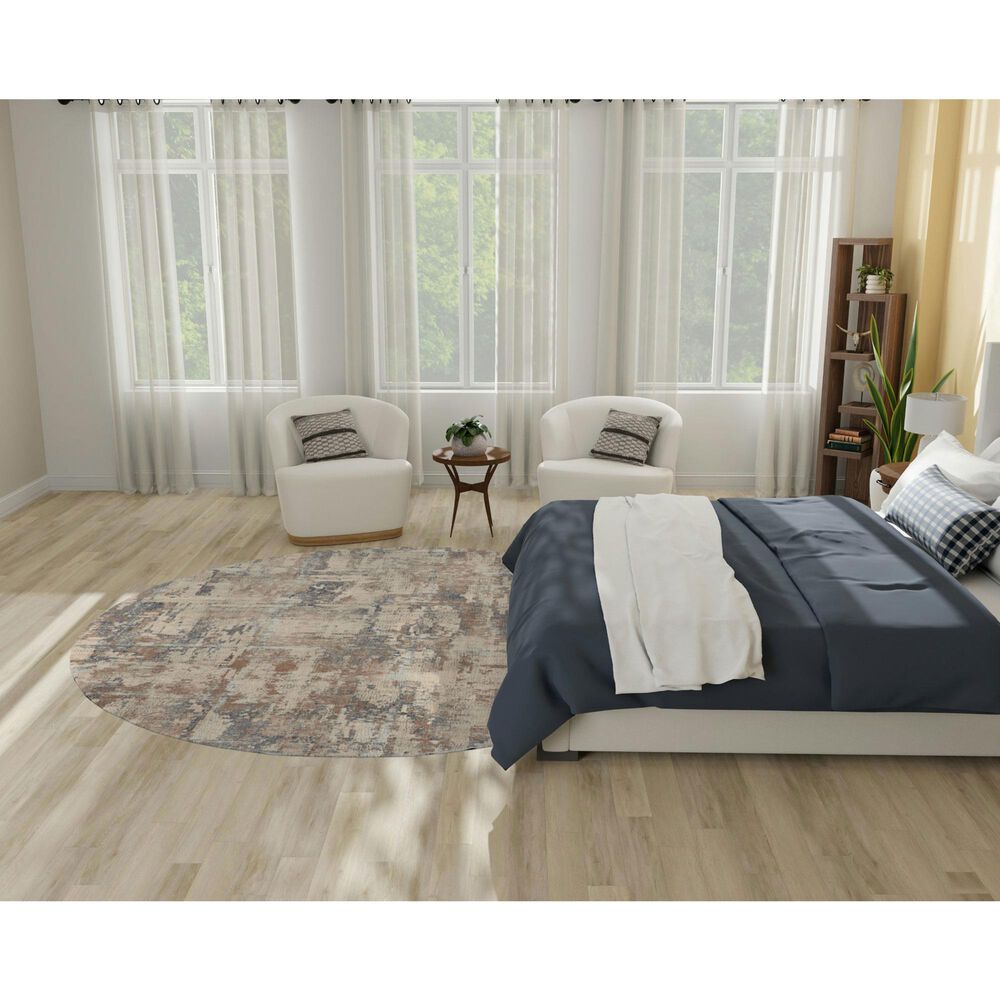 Nourison Rustic Textures Beige and Grey 7&#39;10&quot; Round Area Rug, , large