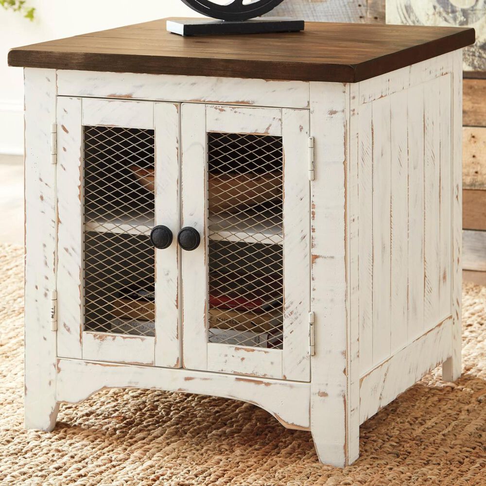 Ashley Wystfield End Table in Vintage White and Warm Brown, , large