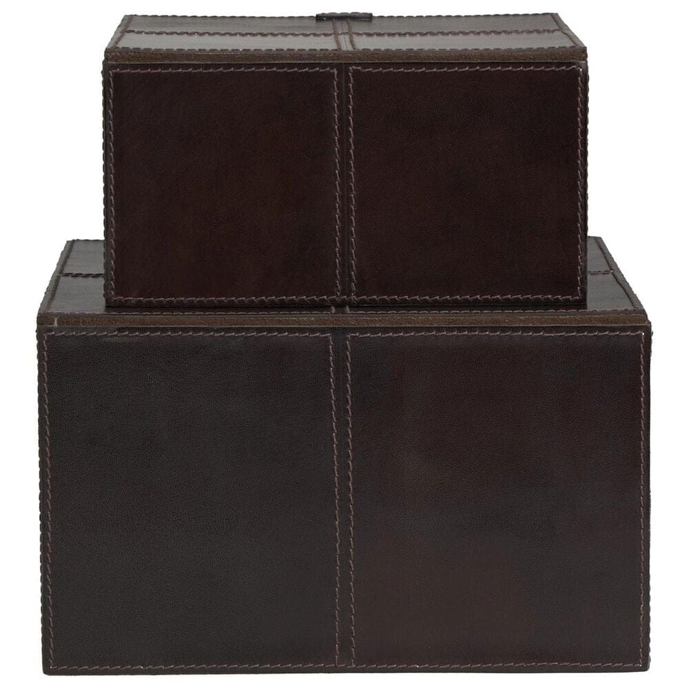Maple and Jade 9.9&quot; 2-Piece Handmade Storage Decorative Box Set in Dark Brown, , large