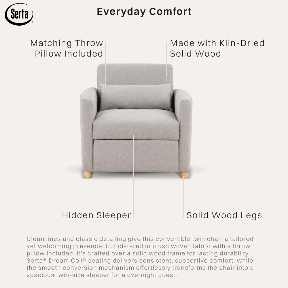 Lifestyle Solutions Conley Convertible Chair in Light Grey, , large