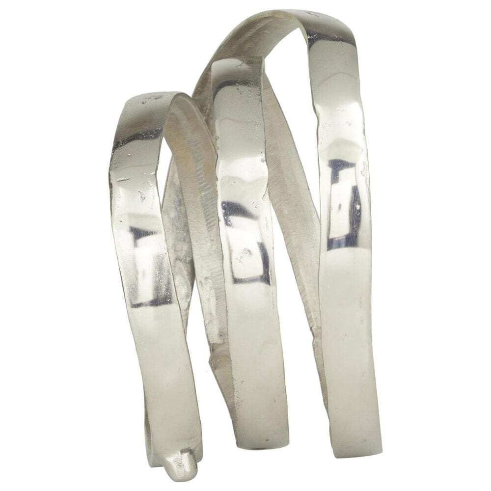 Maple and Jade Abstract Looped Decorative Sculpture in Satin Silver, , large