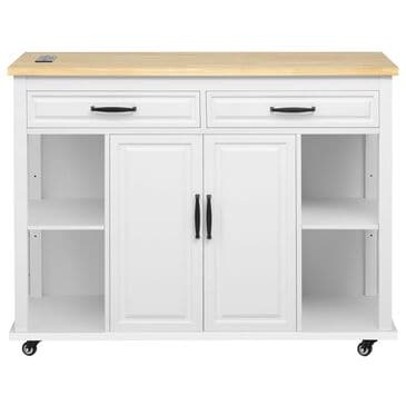 HOMLUX 47" Kitchen Island with Extendable Dining Table in White, , large