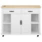 HOMLUX 47" Kitchen Island with Extendable Dining Table in White, , large