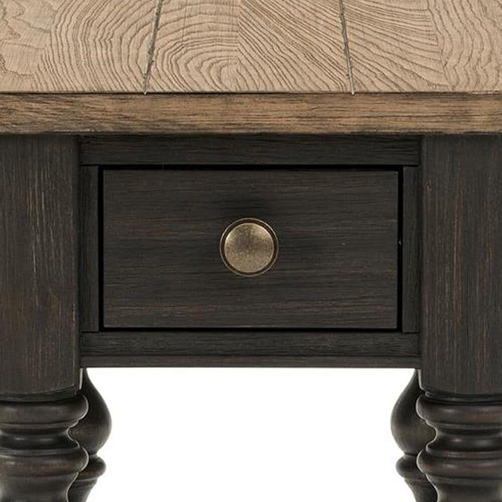 Riverside Furniture Barrington 1-Drawer Side Table in Antique Oak and Matte Black, , large