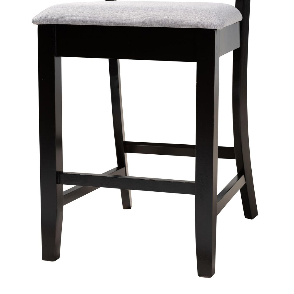 Baxton Studio Chandler Counter Height Pub Chair with Grey Cushion in Espresso Brown (Set of 2), , large
