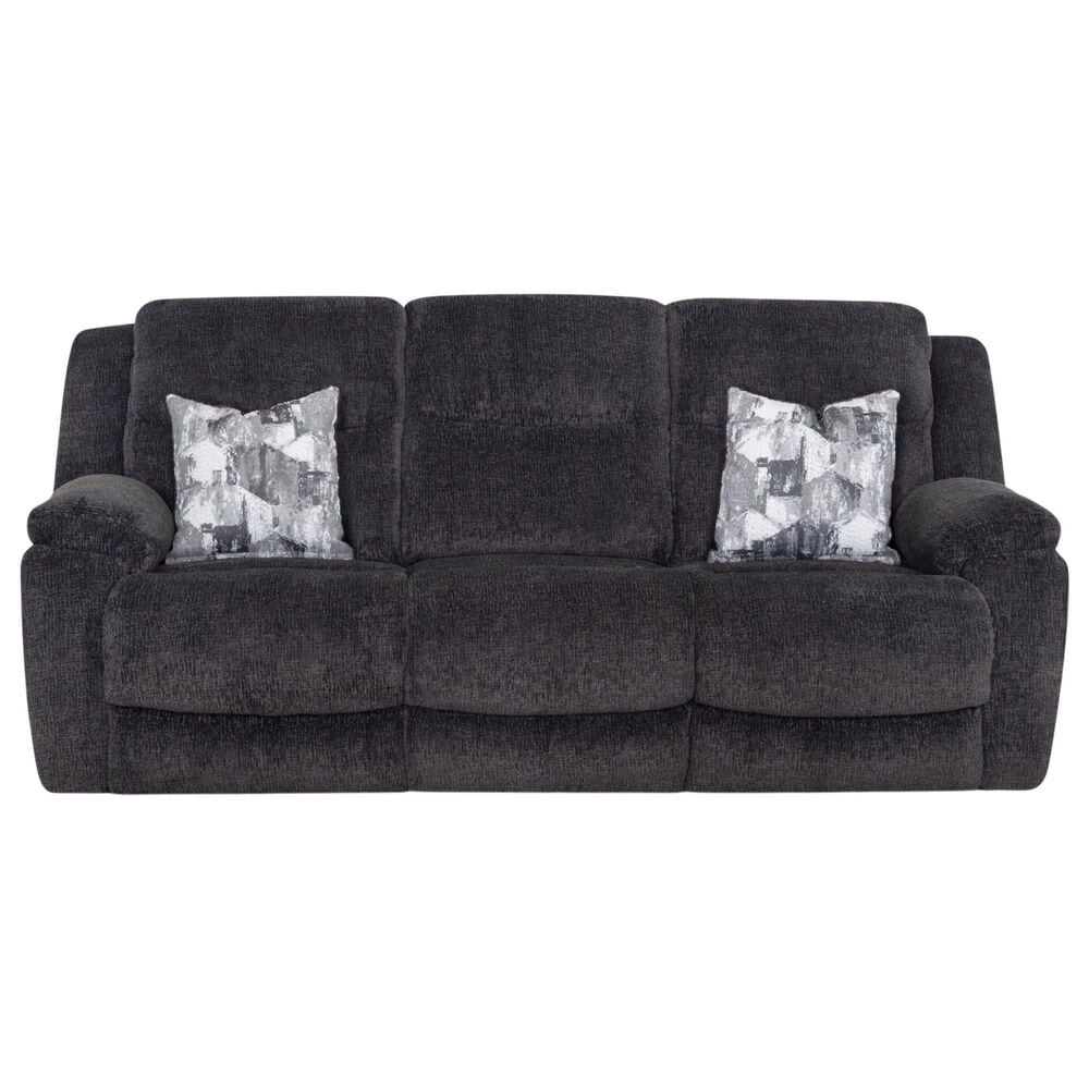 Moore Furniture Heston Manual Reclining Sofa with Drop Down Table in Frenzy Graphite, , large
