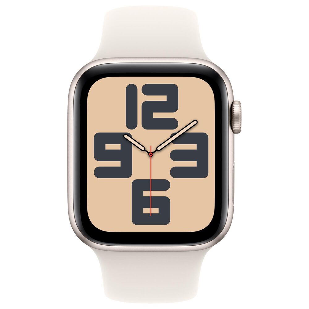 Apple Watch SE GPS 44mm Starlight Aluminum Case with Starlight Sport Band - M/L, , large