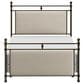 Richlands Furniture Ashley Queen Poster Panel Metal and Upholstered Bed in Brown and Rustic Brown, , large